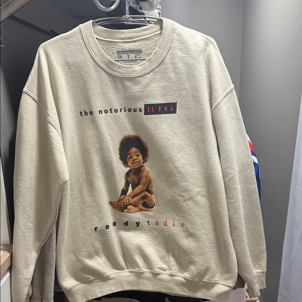 Cream Graphic notorious big sweater